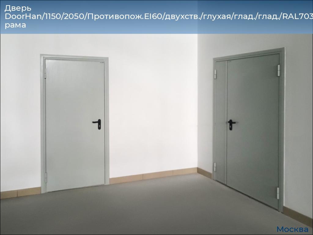 Дверь DoorHan/1150/2050/Противопож.EI60/двухств./глухая/глад./глад./RAL7035/прав./угл. рама, 