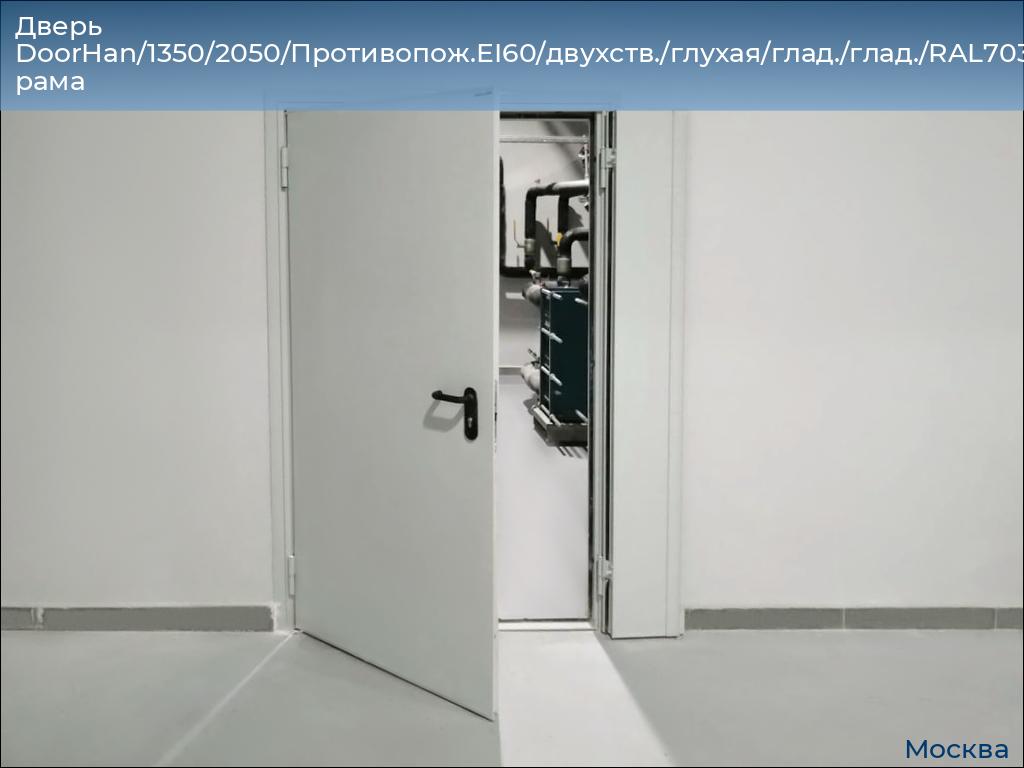 Дверь DoorHan/1350/2050/Противопож.EI60/двухств./глухая/глад./глад./RAL7035/лев./угл. рама, 